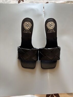 Vince Camuto Black Quilted Slide Mules
